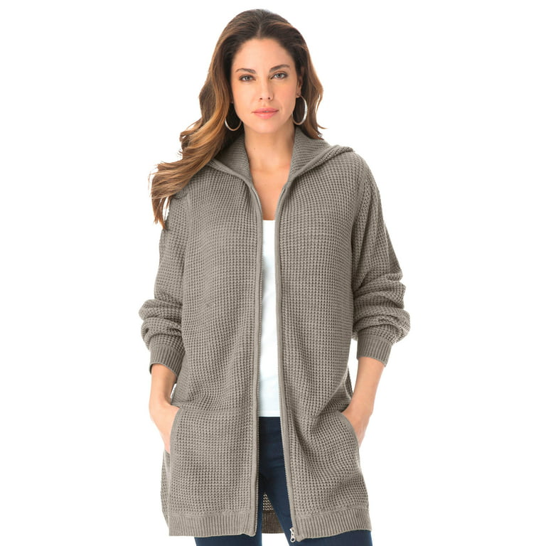 Ladies/girls soft touch chunky GREY jumper ANIMAL with hoodie Size  12 14,16